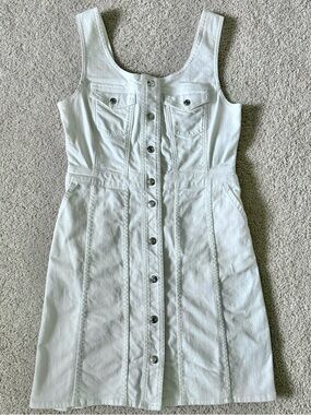 J.Crew white denim mini dress 6 scoop neck button front boho indie